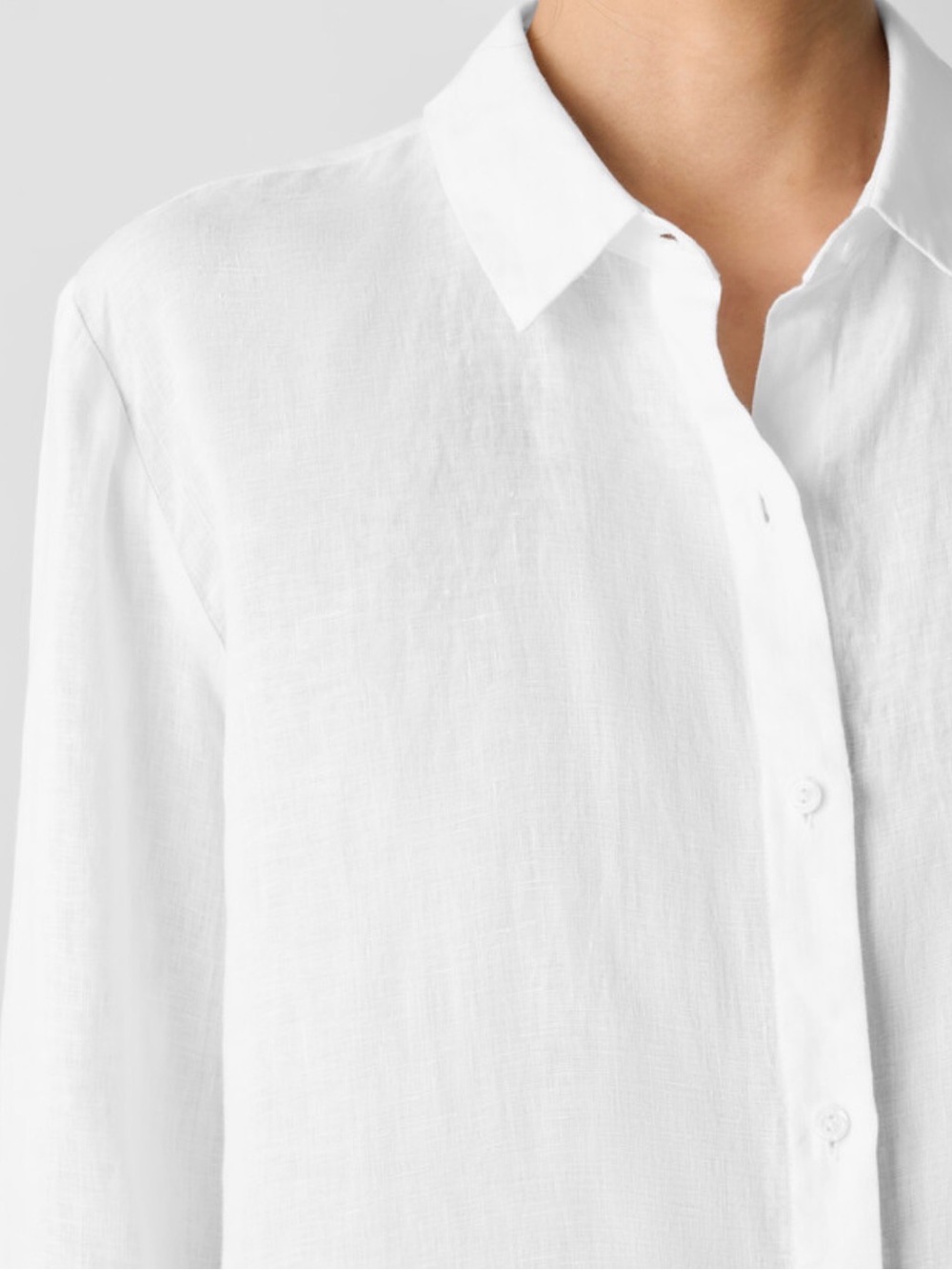 Eileen Fisher Organic Handkerchief Linen Classic Collar Shirt | color: white | M - Picture 9 of 9